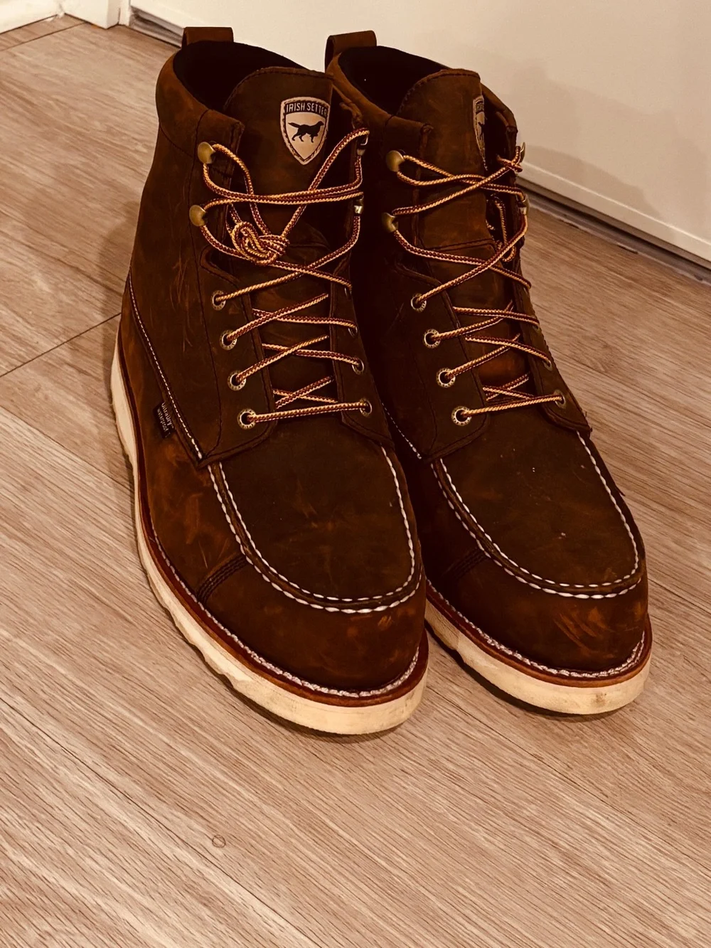 Irish Setter Wingshooter Men’s Brown Waterproof Safety Toe Work Boots USA 13D